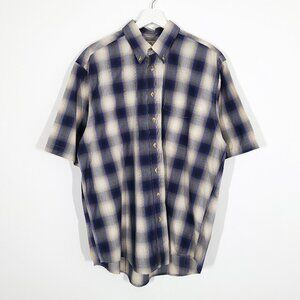 Vintage Plaid Short Sleeve Button Down Shirt Made in Korea